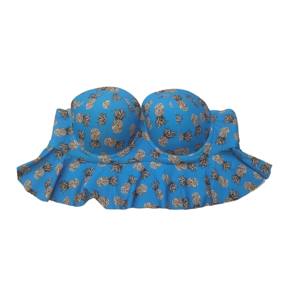 torrid Other - Torrid Blue Pineapple Print Strapless Underwire Bikini Top. Size 1